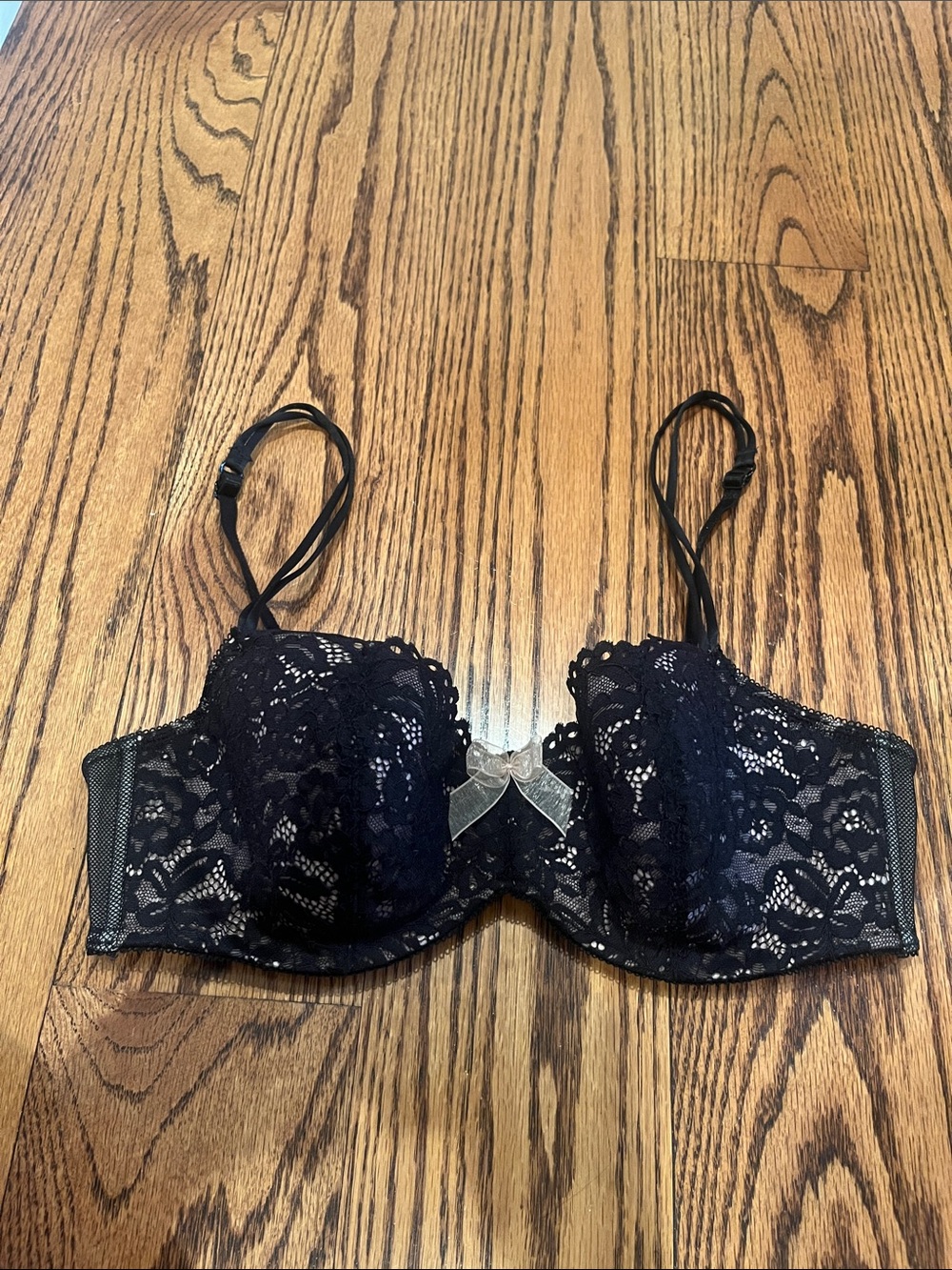 Hanky Panky Black Lace Underwire Bra with Bow Accent